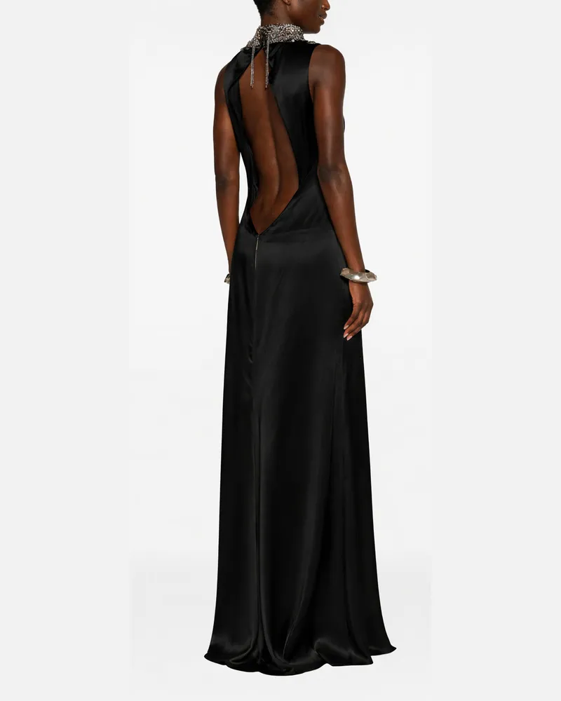 Alexander McQueen Crystal-Embellished Mock Neckline Dress — Black Black