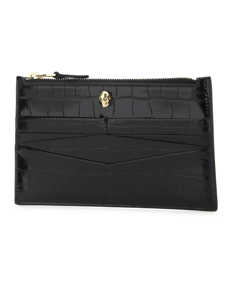 Alexander McQueen Women's Black Leather Pouch Beauty Case Accessory Black