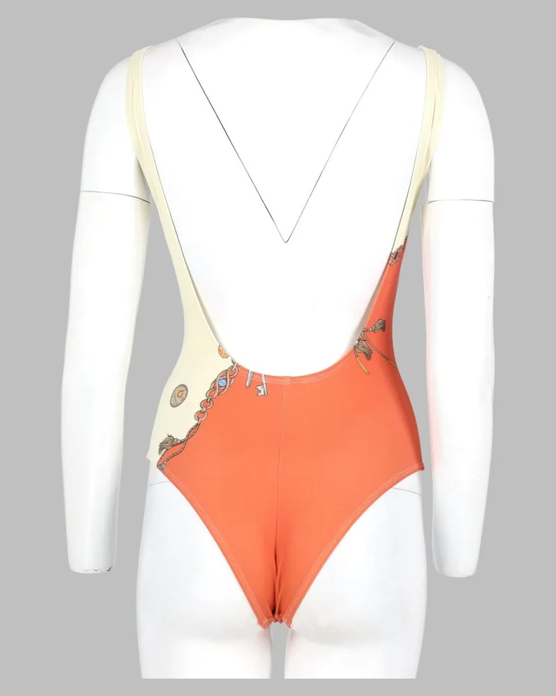Versace Printed One-Piece Swimsuit — Orange Orange