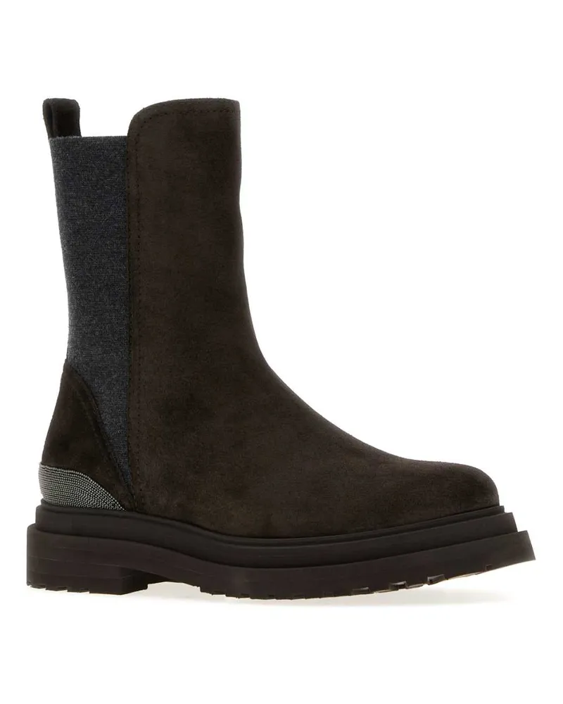 Brunello Cucinelli Women's Dark Brown Suede Boots Pepe Stivali Brown