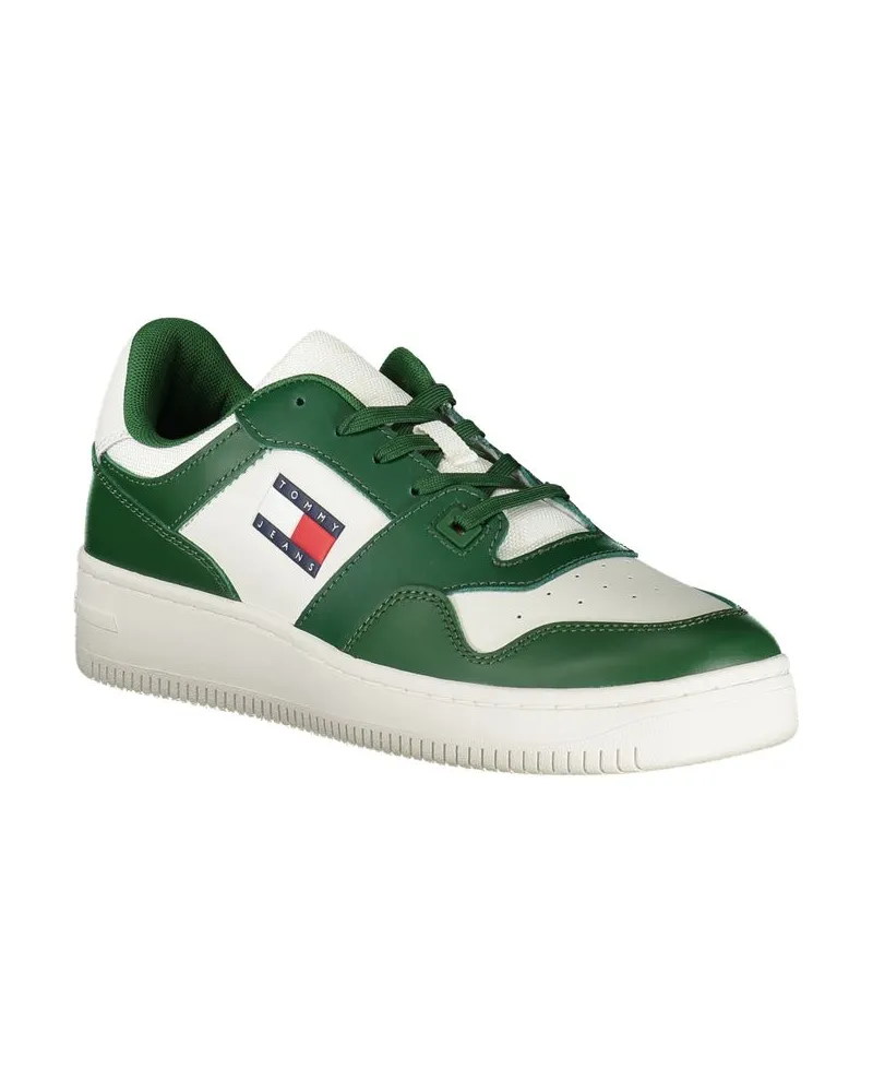 Tommy Hilfiger Color-Block Leather Sneaker — Green Green