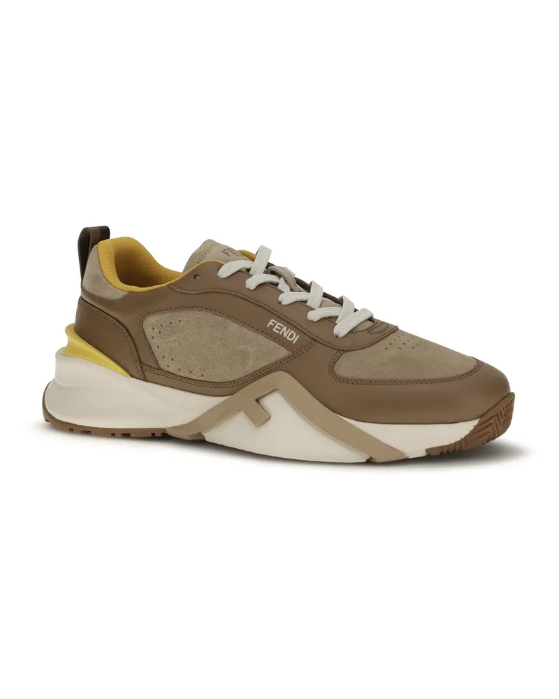 Fendi Men's Flow Sneakers Nocc+biscuit+g Brown