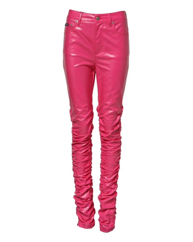 Dolce & Gabbana Women Pink Cotton High Waisted Skinny Denim Jeans Clothing Pink