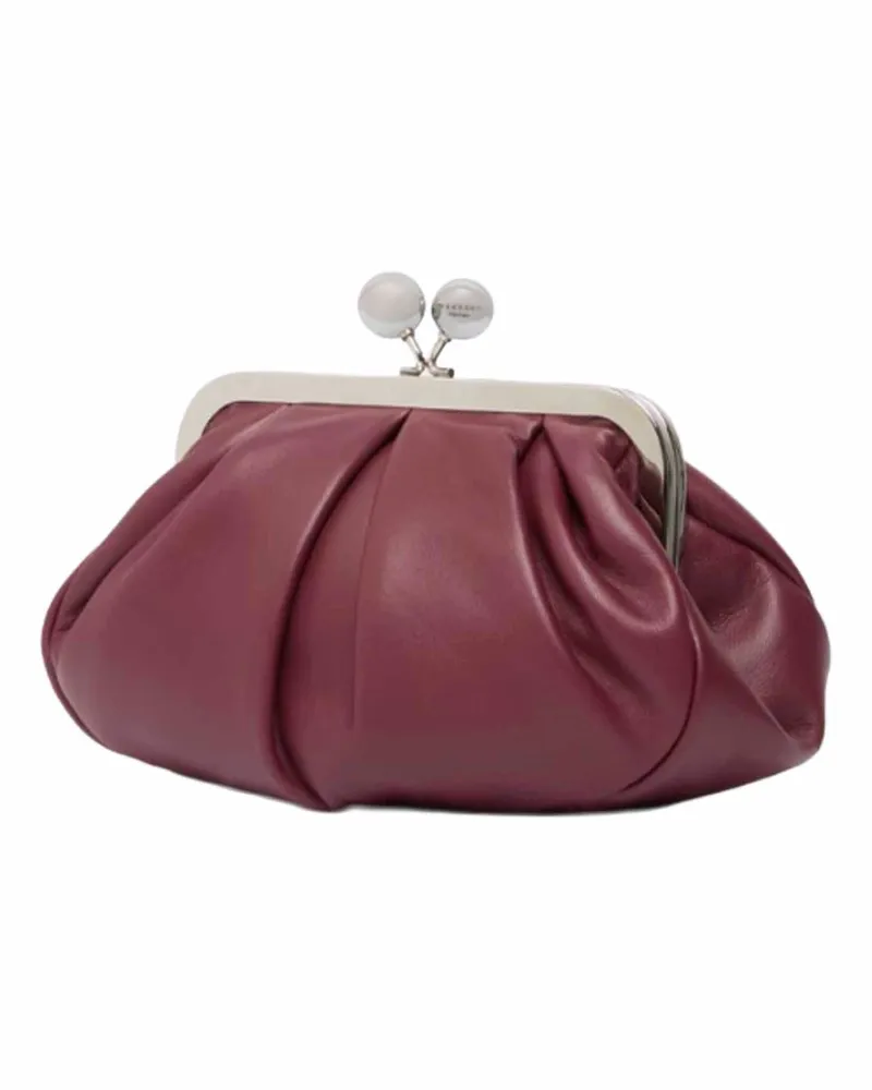 Max Mara Women's Clutch Bag Prati Burgundy Leather Handbags Hand Burgundy