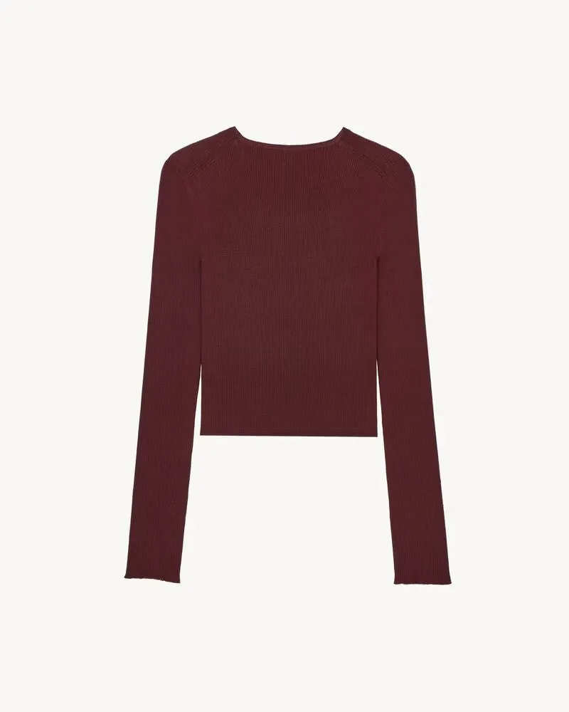 Saint Laurent Ribbed Knit Sweater — Maroon Maroon