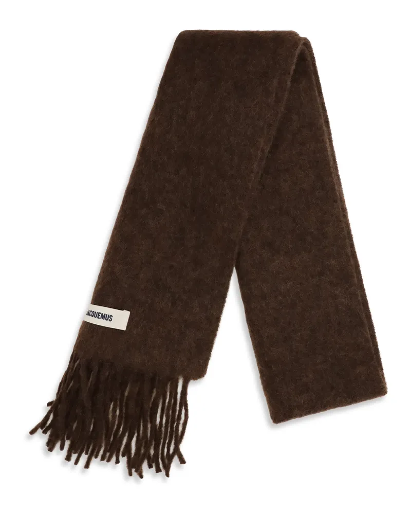 Jacquemus Fringed Mohair-Alpaca Scarf — Brown Brown