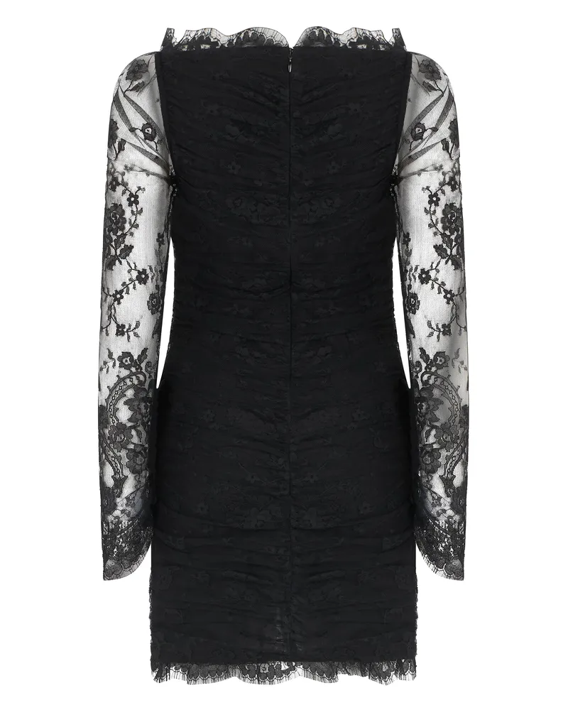 Alessandra Rich Women's Mini Lace Dress Black Cotton Black