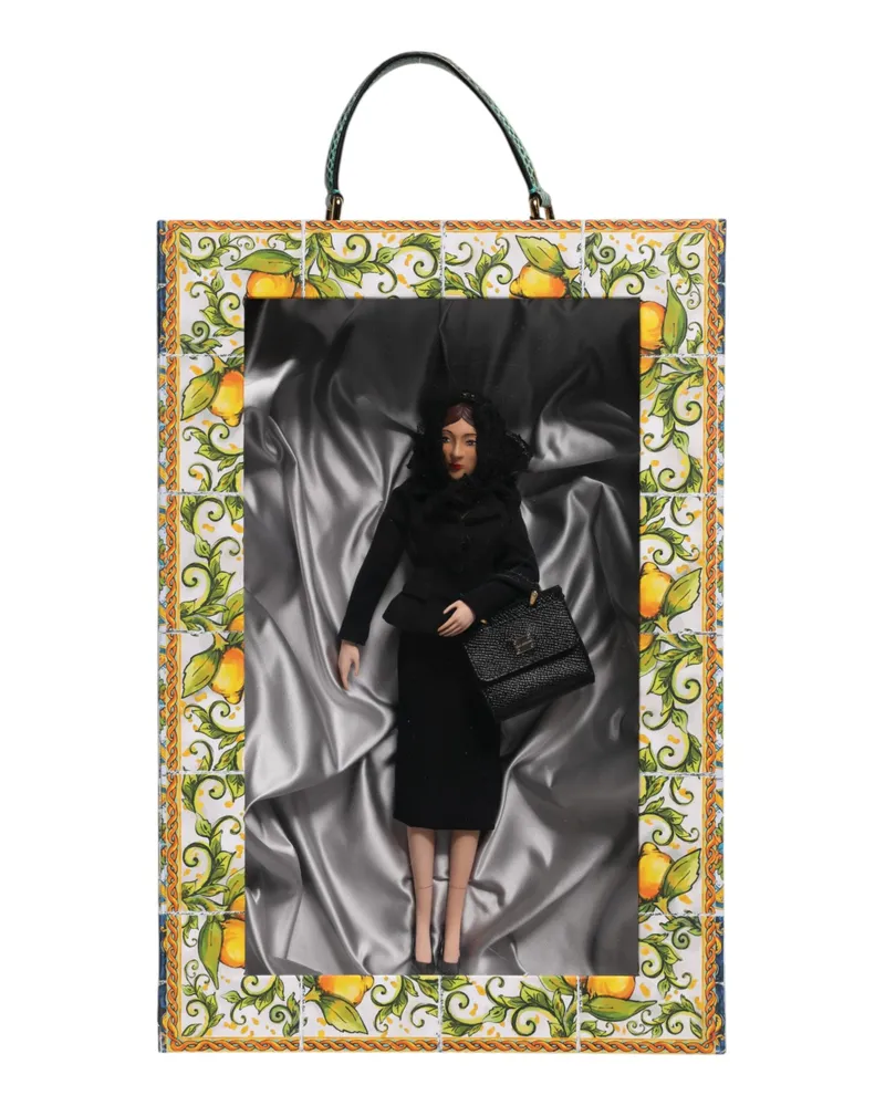 Dolce & Gabbana Women's Black Dress Ceramic Porcelain Fashion Leather Sicily Dolls Silk Accessory Multicolor