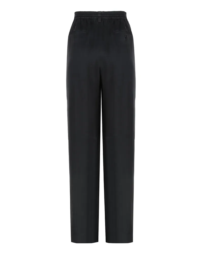 Alexander Wang Women's Elasticated Waist Trousers Black Cuprammonium Rayon Wide-Leg Black
