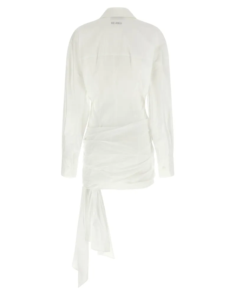 ATTICO Asymmetrical Wrap Cotton Poplin Dress — White White