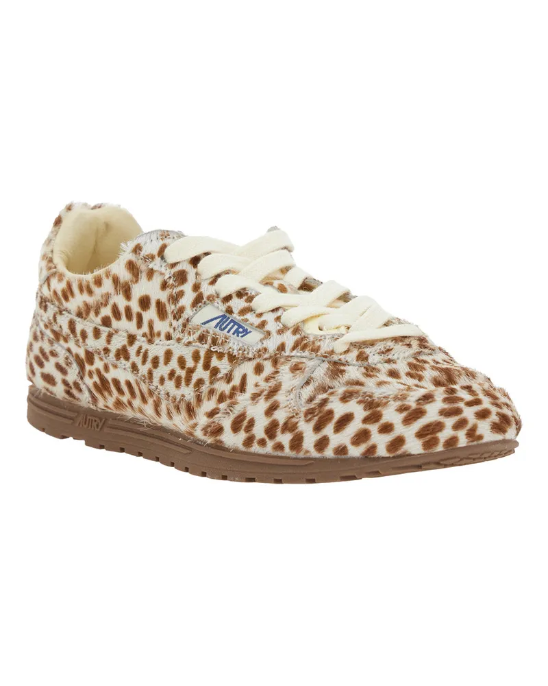 AUTRY Women's Multicolor Low Top Sneaker With Logo Cow Leather Trainers Beige