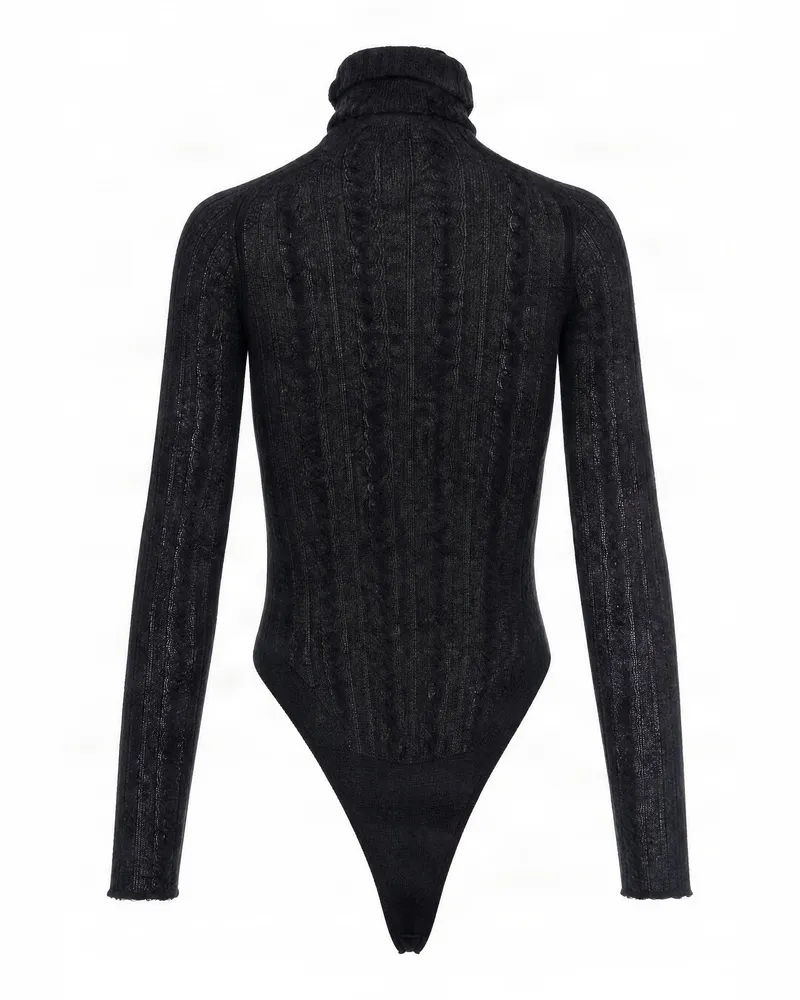 Haikure Alpaca-Wool Blend Knit Bodysuit — Black Black