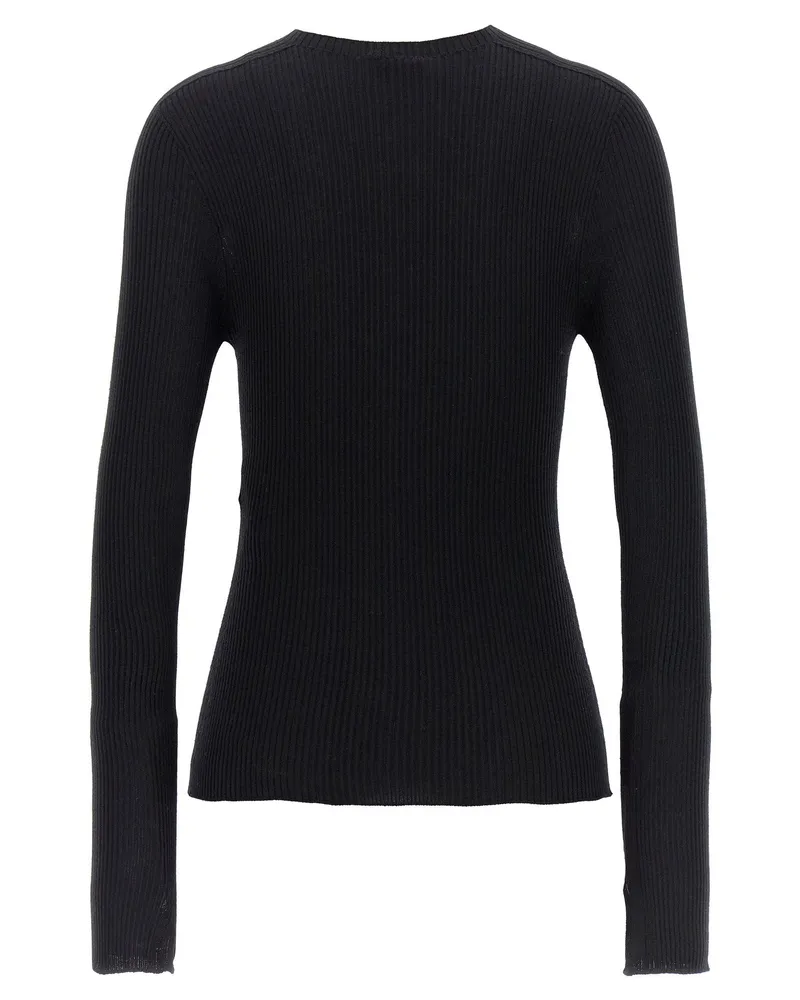 Lanvin Ribbed Cashmere Blend Sweater — Black Black