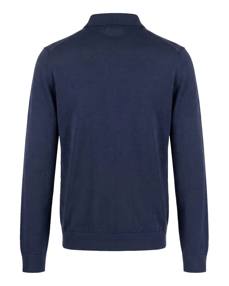 Emporio Armani Half-Zip Virgin Wool Knit Sweater — Navy Navy