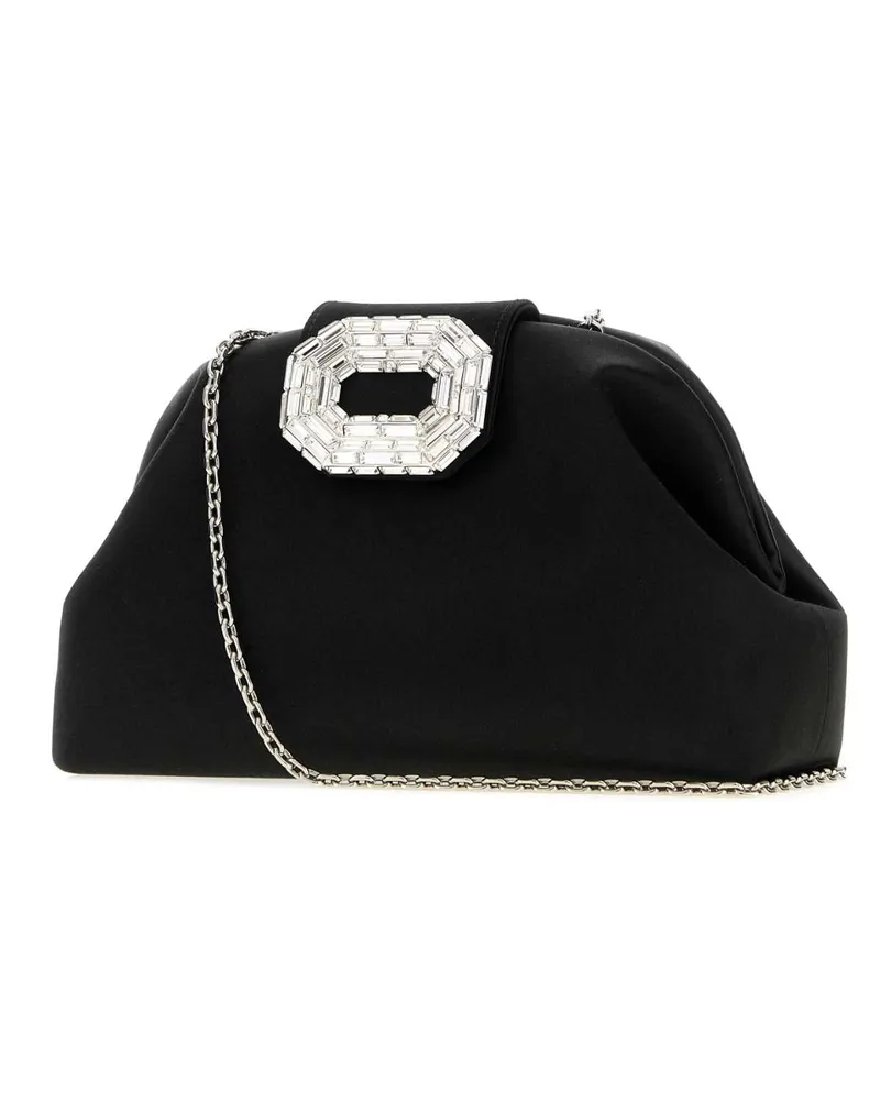 Amina Muaddi Crystal-Embellished Clutch — Black Black