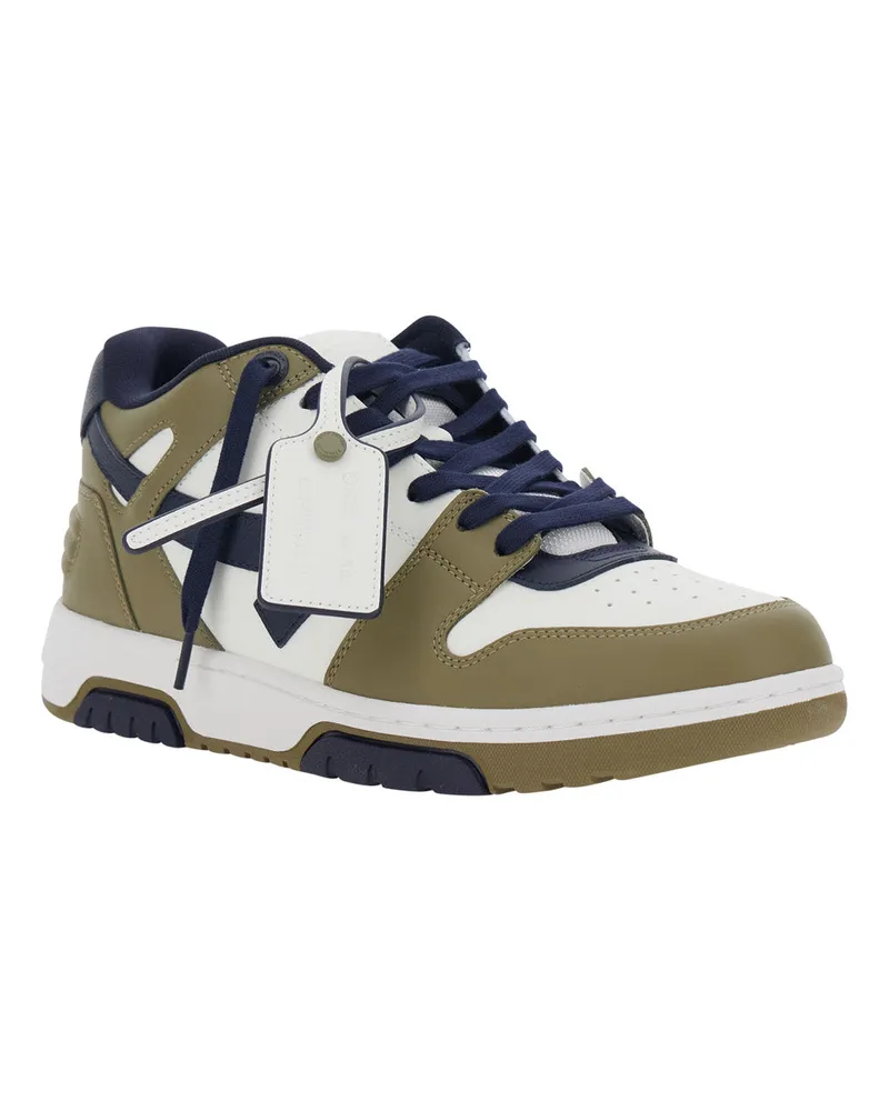 OFF-WHITE Men's Sneakers Out Of Office Green Leather Calfskin Trainers Green