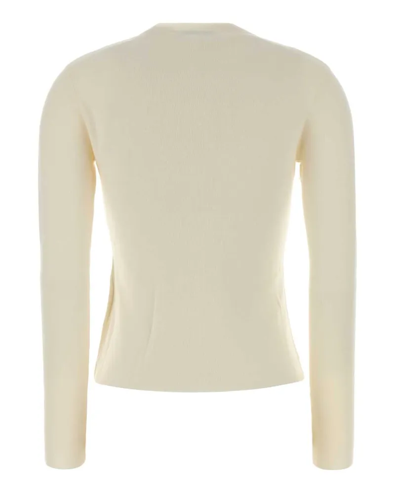 Max Mara Women Ivory Wool Manto Sweater Bianco Exterior: Virgin Maglie White