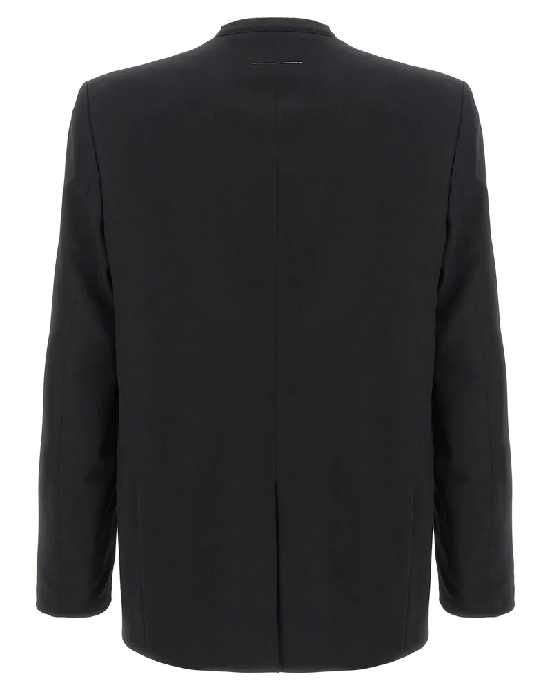 Maison Margiela Single-Breasted Wool Blend Blazer — Black Black