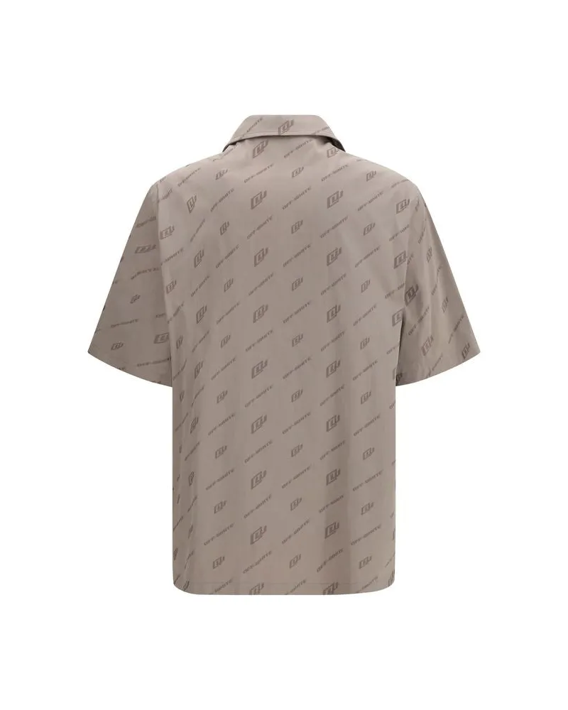 OFF-WHITE Men's Beige Viscose Shortsleeve Shirt Beige
