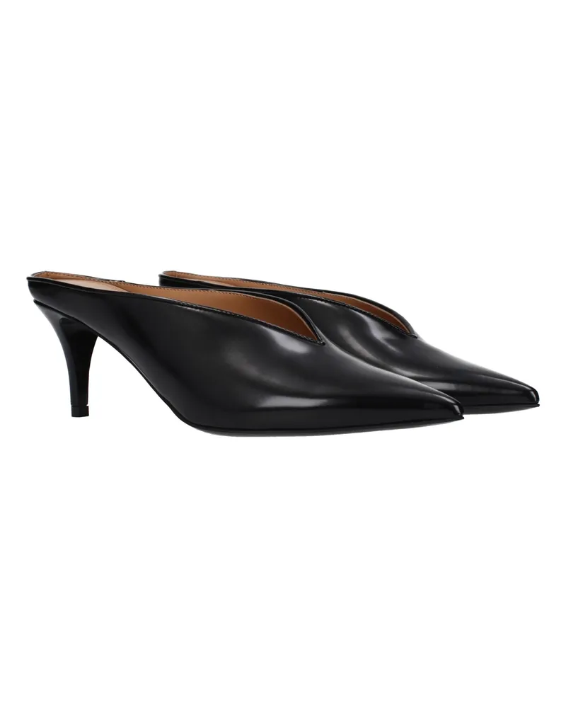Stella McCartney Pointed-Toe Leather Heel — Black Black