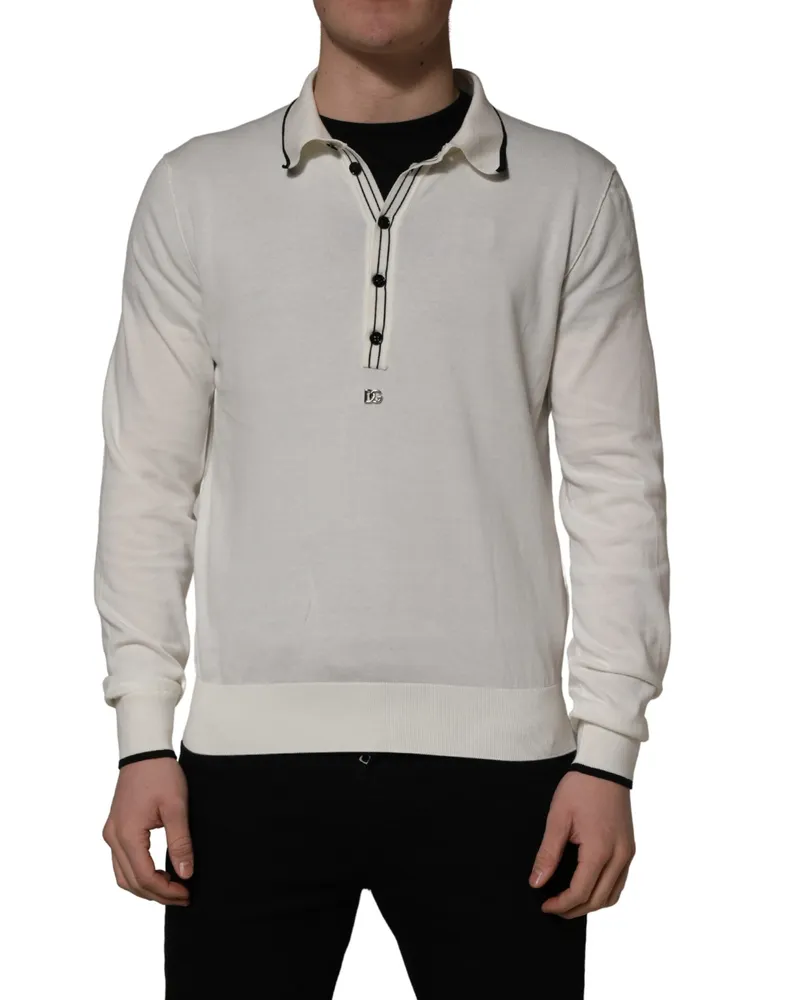 Dolce & Gabbana Men's Logo-Detailed Cotton-Blend Polo White Nylon White