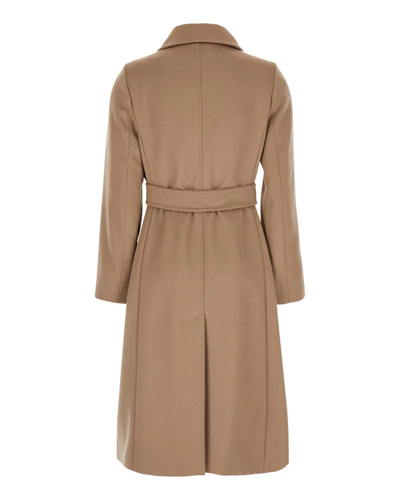 Max Mara Women's Coat Beige Wool With Front Belt Beige