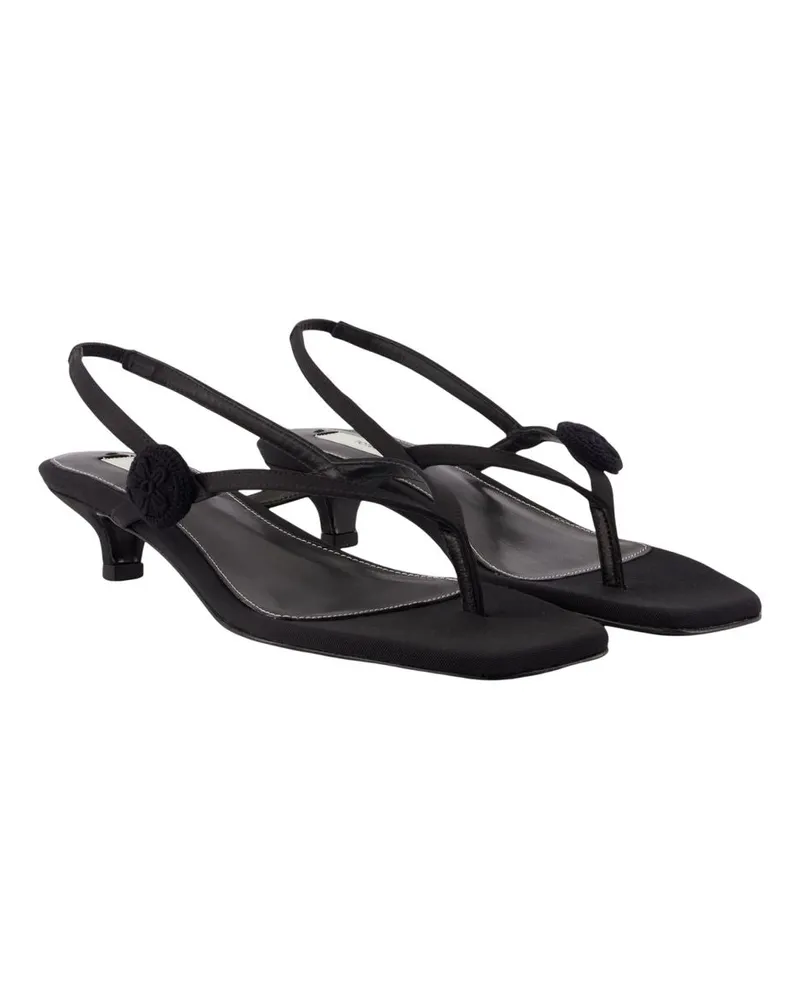 Totême Women's Knotted Thong Strap Heel Sandal Black Synthetic Black