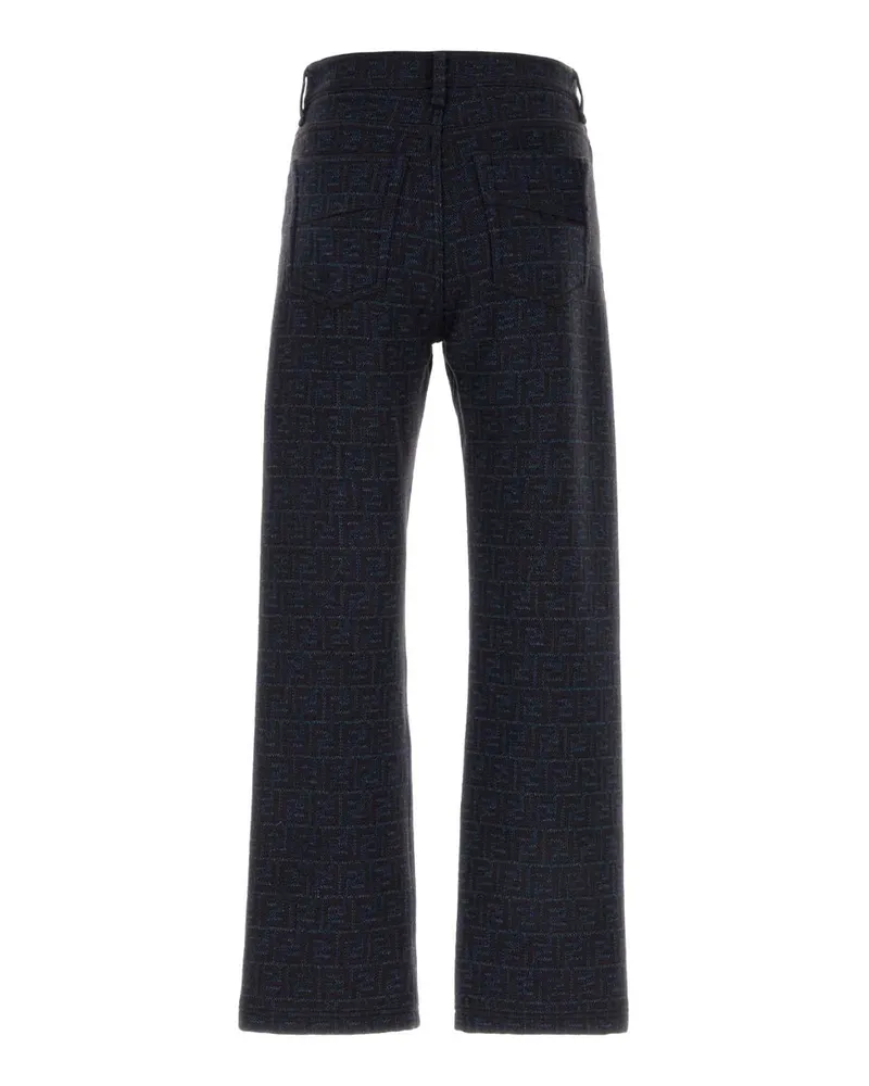 Fendi Men's Embroidered Cotton Blend Pant Indaco+caffe Pantaloni Navy
