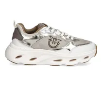 Metallic Mesh Colorblock Sneakers — Platinum