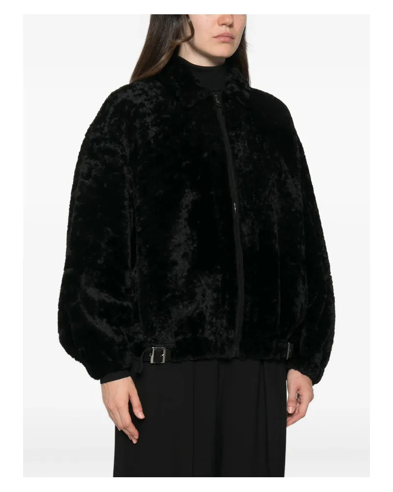 Simonetta Ravizza Shearling with Buckle Detail Jacket — Black Black