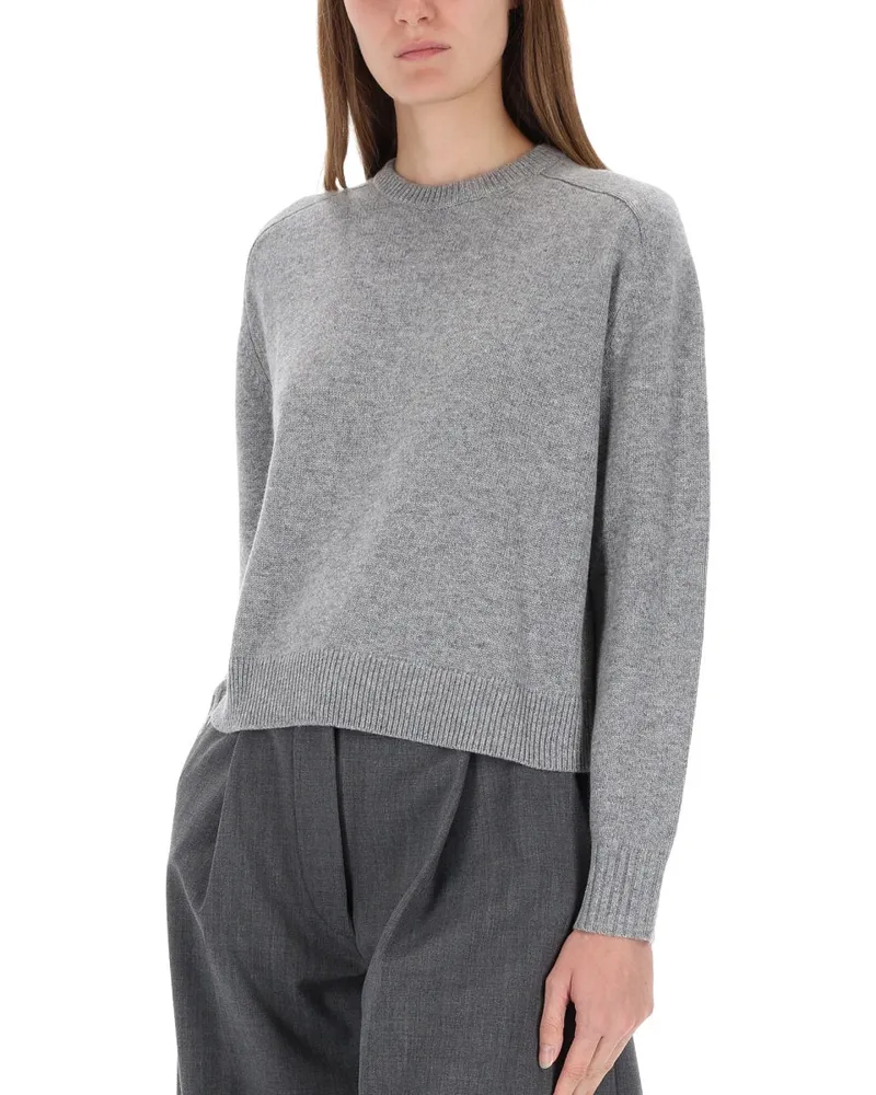 Theory Cashmere Cropped Sweater — Gray Gray