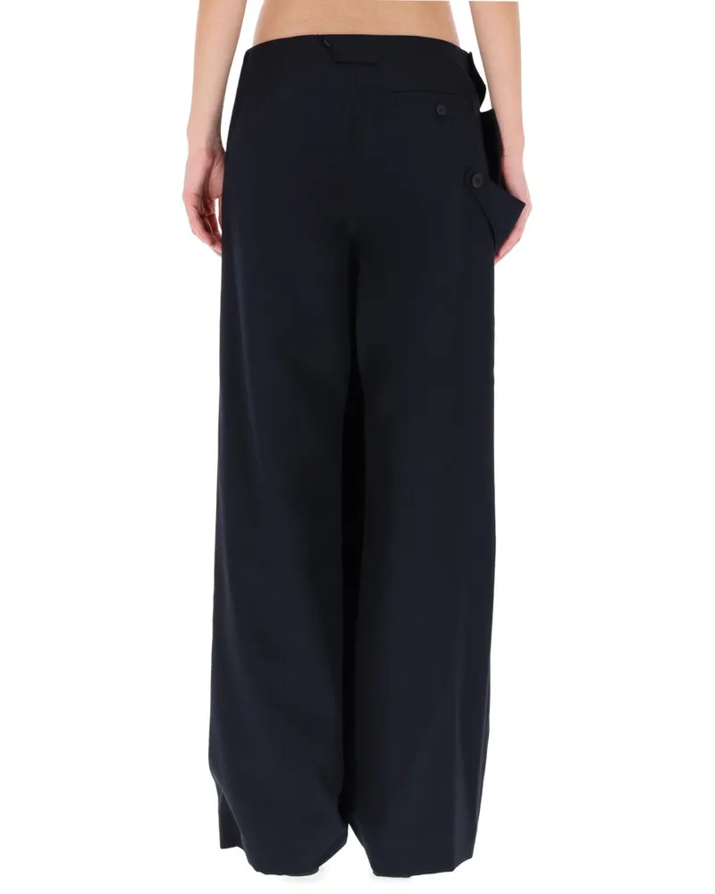 Jean Paul Gaultier Wraparound Wool-Blend Trousers — Blue Blue