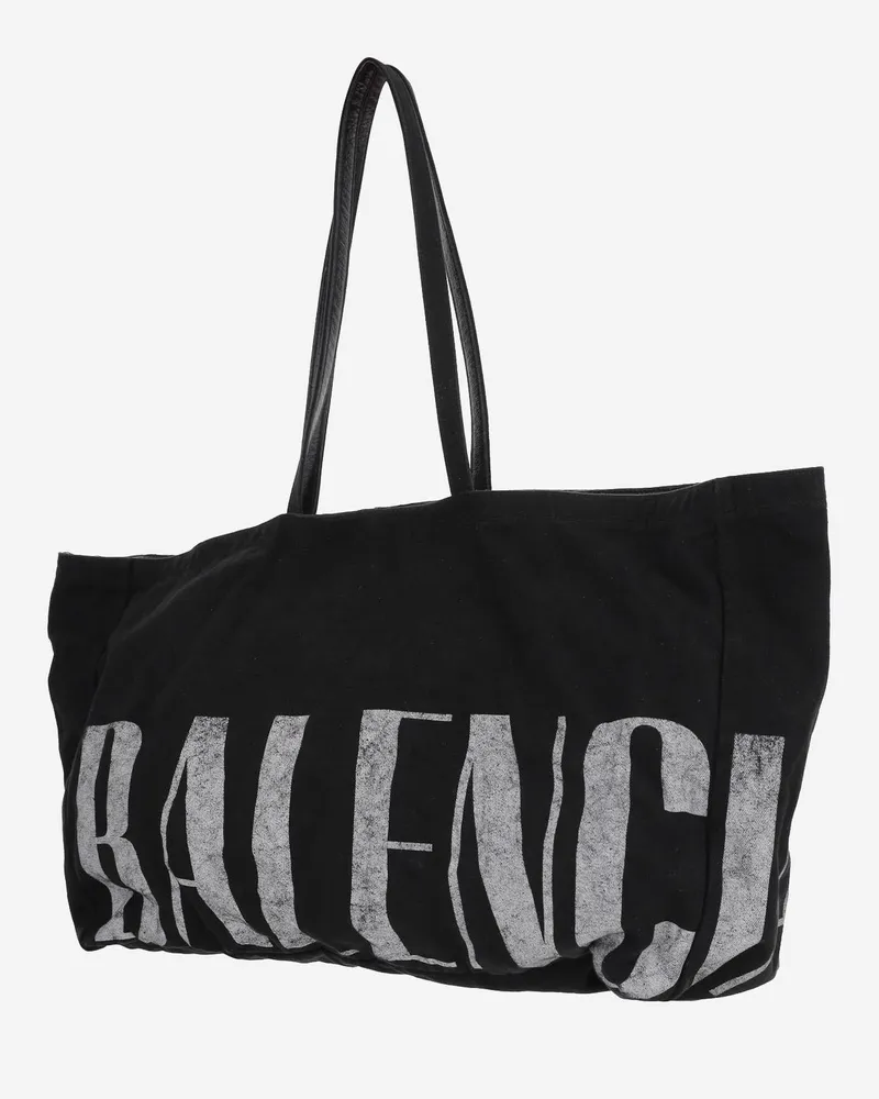 Balenciaga Men's Tote Bag Cotton Blend Black Shoulder Black