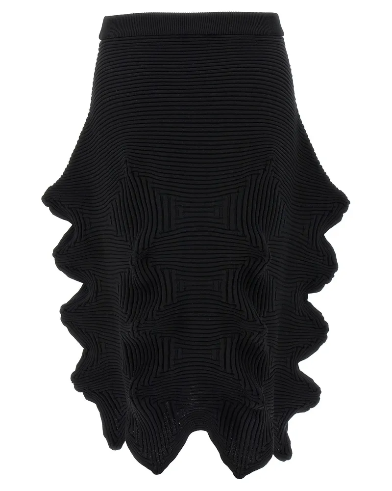 Issey Miyake Women's Black Polyester Midi Skirt Black