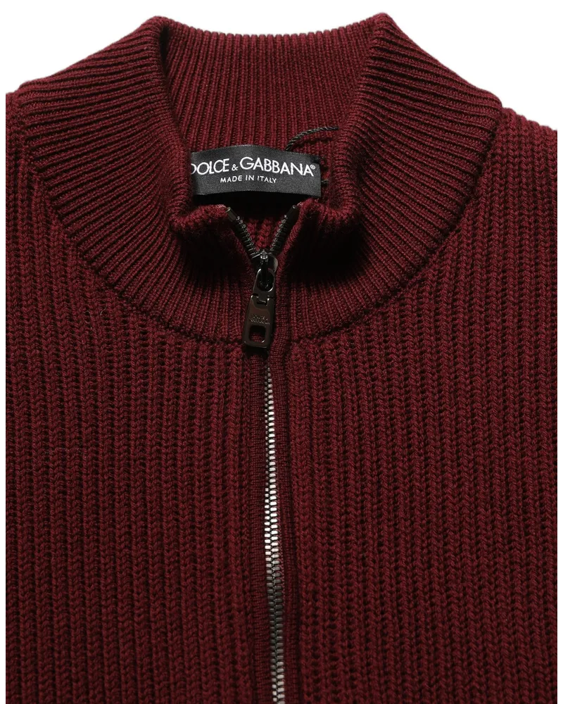 Dolce & Gabbana Burgundy Wool Half Zip Men Pullover Sweater Virgin Clothing Burgundy