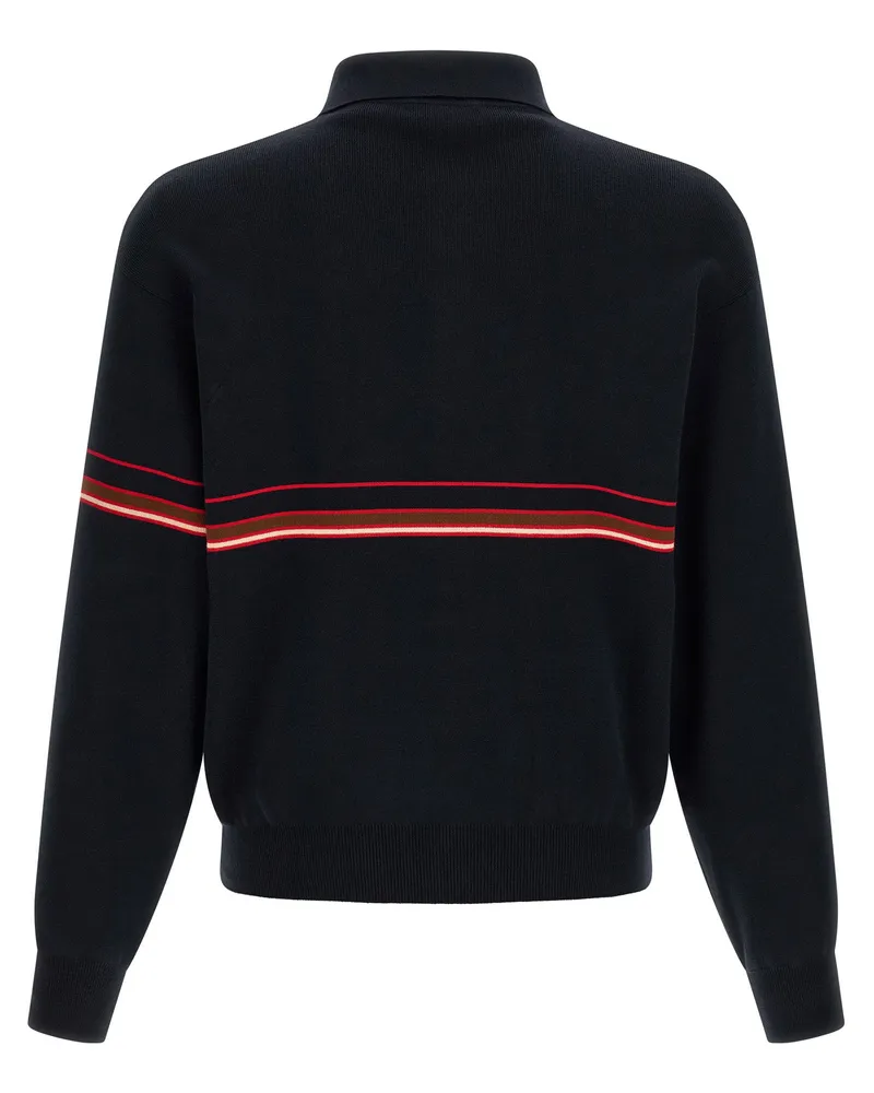 Versace Striped Intarsia Cotton Polo — Black Black