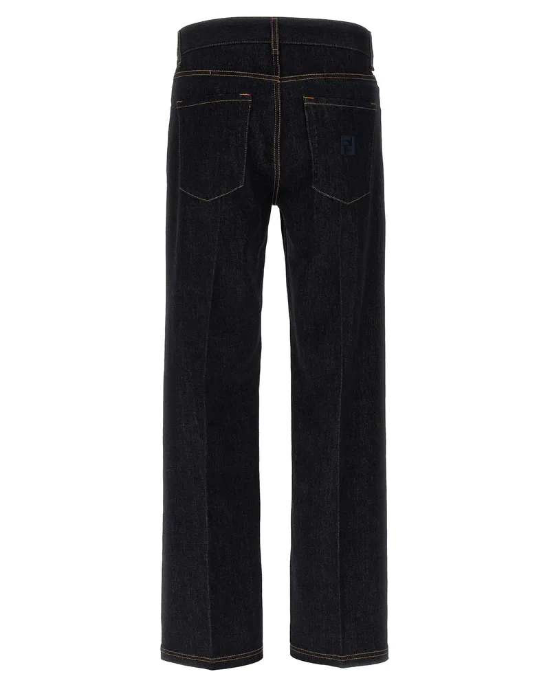 Fendi Men's Blue Cotton Straight-Leg Jeans Clothing Blue