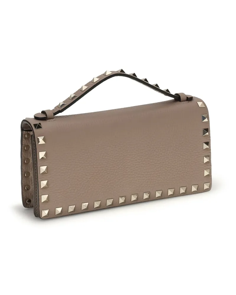 Valentino Garavani Women's Rockstud Chain Wallet Poudre Calf Leather Bos Taurus Beige