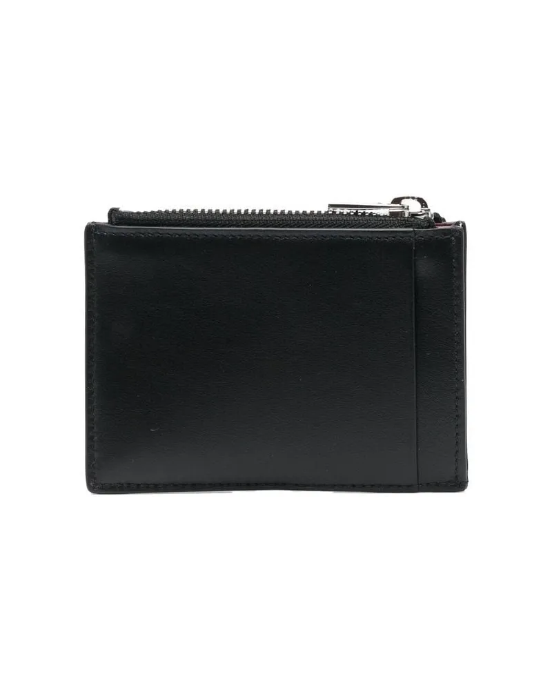 Alexander McQueen Logo-Print Calf Leather Card Case — black Black