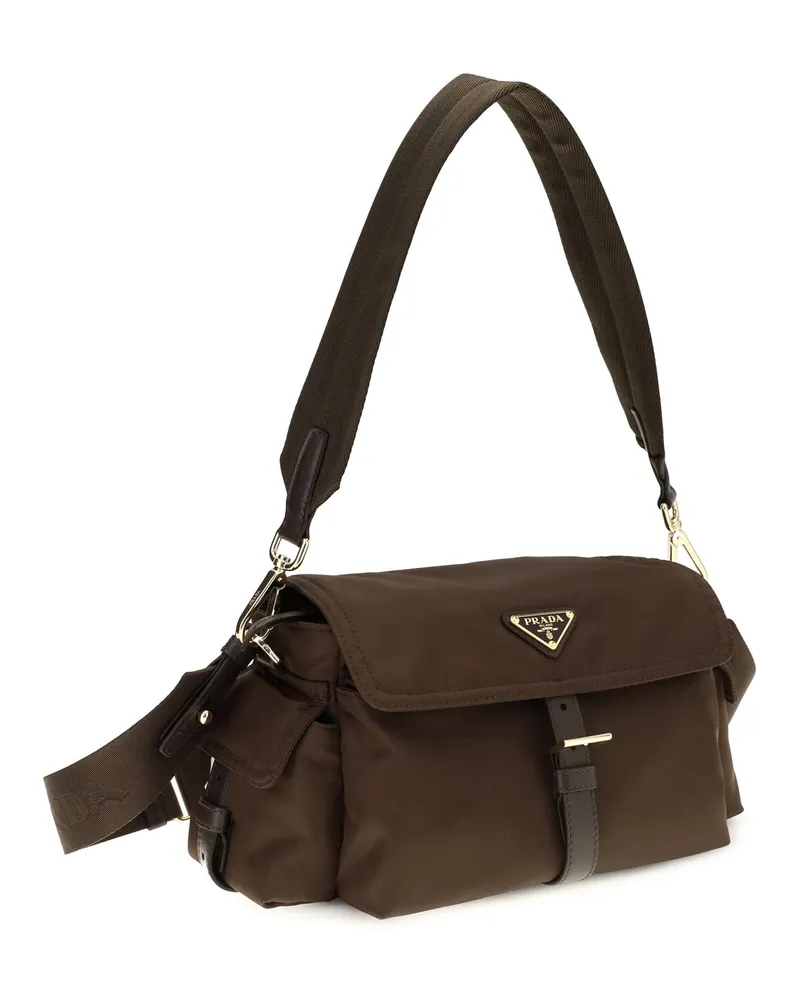 Prada Women's Pattina Bruciato Recycled Polyamide Shoulder Bags Brown