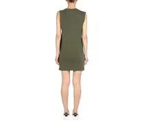 Cotton Round-Neckline Mini Dress — Green