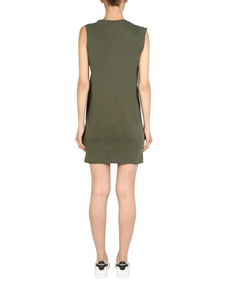 Dsquared2 Cotton Round-Neckline Mini Dress — Green Green