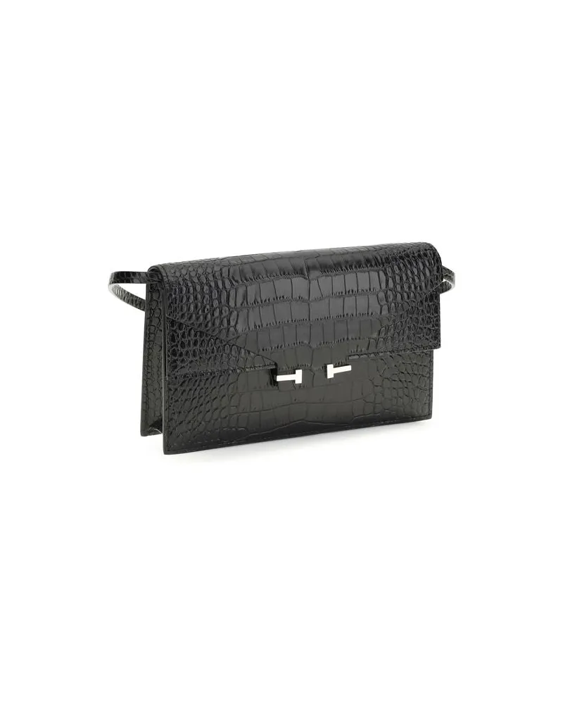 Tom Ford Women's Black Calf Leather Bos Taurus Shoulder Bag Black