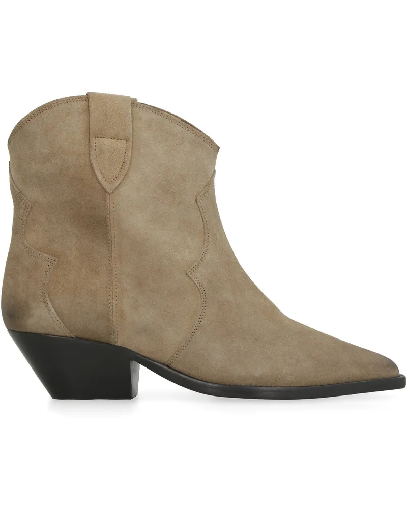 Isabel Marant Women's Suede Pointed Ankle Boots Turtledove Calfskin Beige