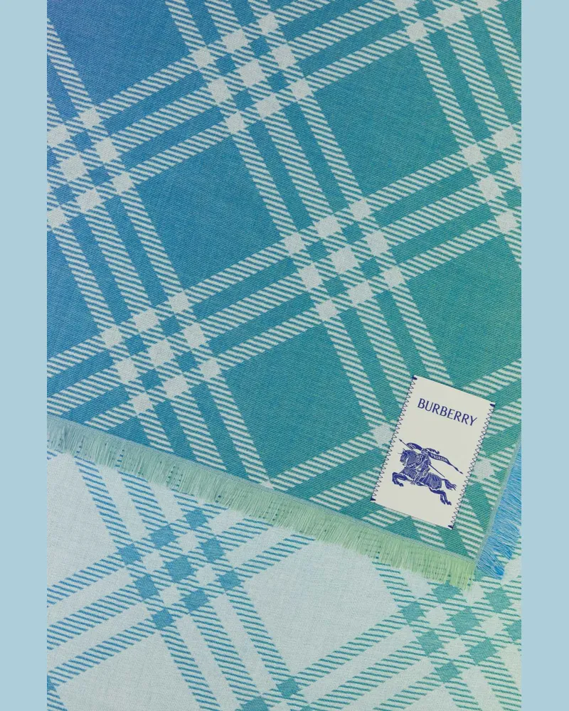 Burberry Unisex Embroidered Wool Blend Scarf Racquetgreen Exterior: Silk Sciarpe E Foulard Scarfs Blue