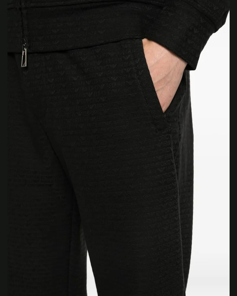 Emporio Armani Cotton-Blend Joggers — Black Black
