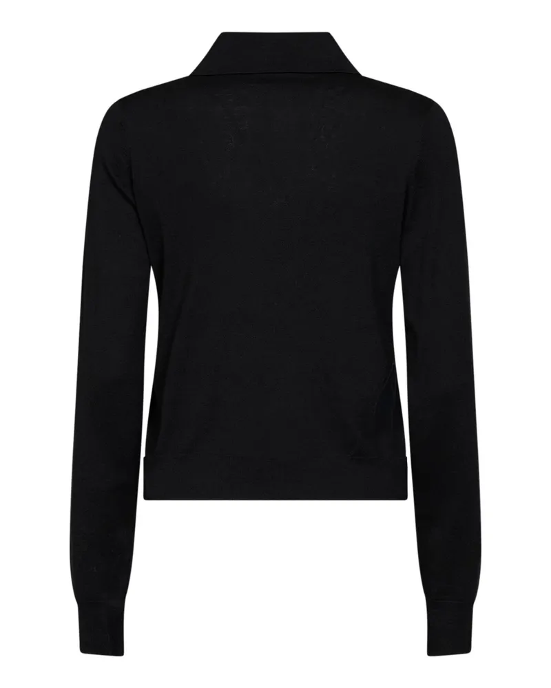 Diesel Women's Polo Shirt M-Lilli Black Silk-Cotton Tops Black