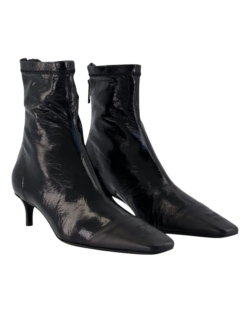 Courrèges Calfskin Toe Cap Ankle Boot — Black Black