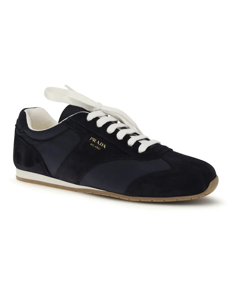 Prada Men's Suede And Fabric Sneakers Bleu Black