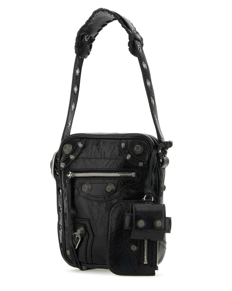 Balenciaga Black Leather Le Cagole Men Crossbody Bag 1000 P Domesticated Lamb Borse A Tracolla Black